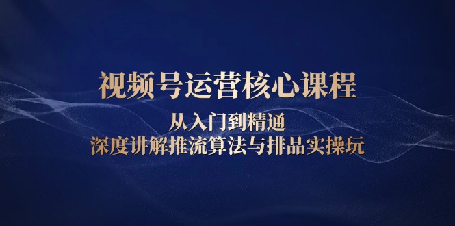 视频号运营核心课程，从入门到精通，深度讲解推流算法与排品实操玩-点子口袋网