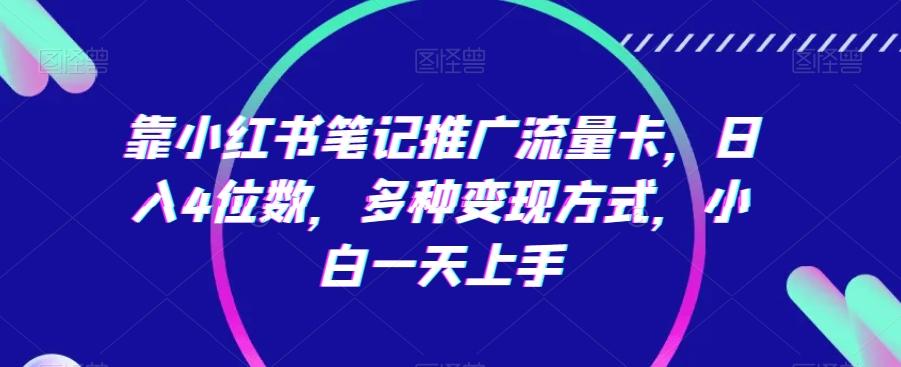 靠小红书笔记推广流量卡，日入4位数，多种变现方式，小白一天上手-点子口袋网