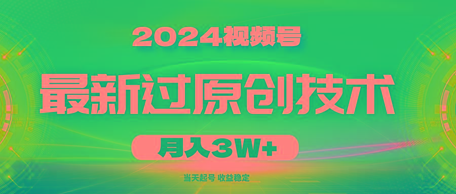 2024视频号最新过原创技术，当天起号，收益稳定，月入3W+-点子口袋网