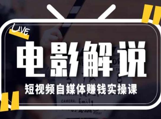 电影解说短视频自媒体赚钱实操课，教你做电影解说短视频，月赚1万-点子口袋网