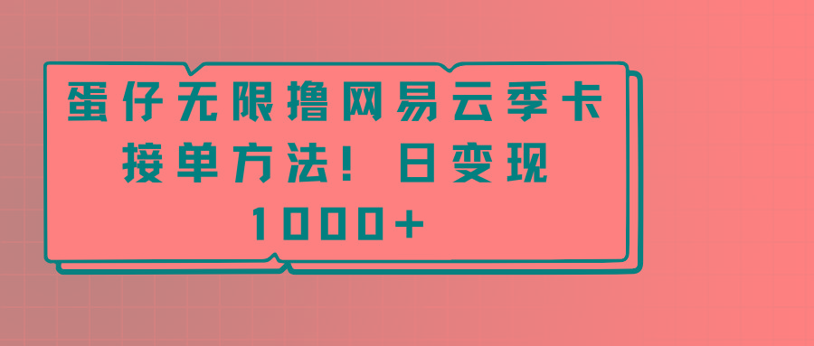 蛋仔无限撸网易云季卡接单方法！日变现1000+-点子口袋网