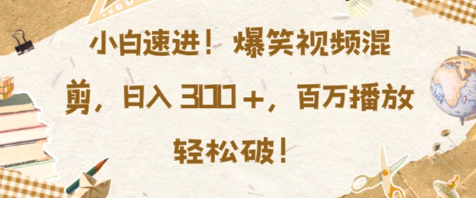 小白速进，爆笑视频混剪，日入3张，百万播放轻松破【揭秘】-点子口袋网