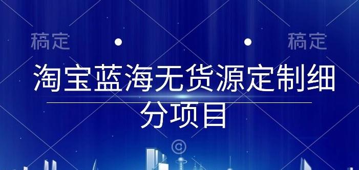 淘宝蓝海无货源定制细分项目，从0到起店实操全流程【揭秘】-点子口袋网