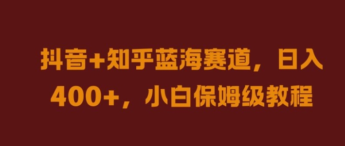 抖音+知乎蓝海赛道，日入几张，小白保姆级教程【揭秘】-点子口袋网