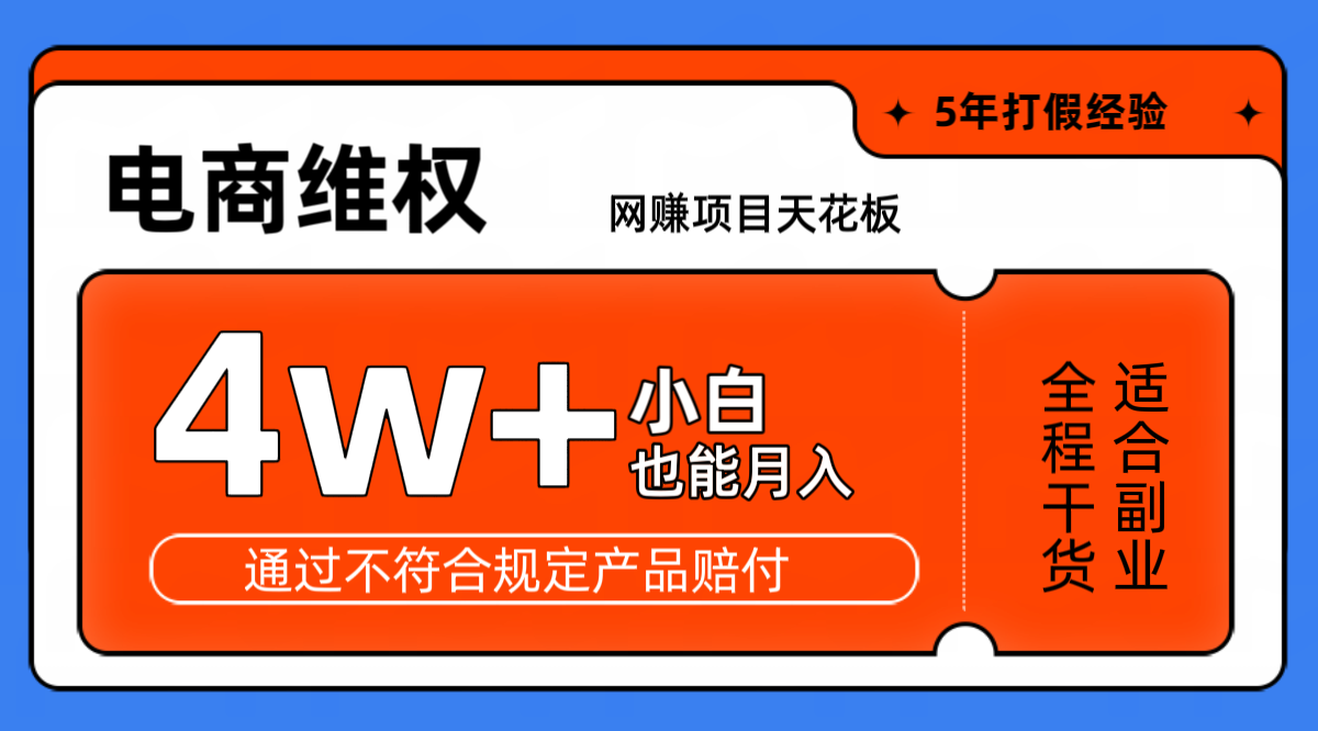 网赚项目天花板电商购物维权月收入稳定4w+独家玩法小白也能上手-点子口袋网