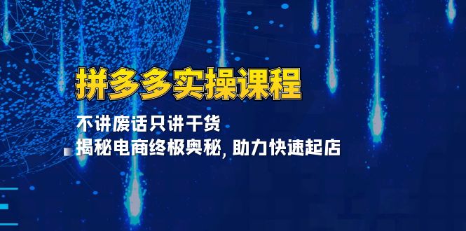 拼多多实操课程：不讲废话只讲干货, 揭秘电商终极奥秘,助力快速起店-点子口袋网