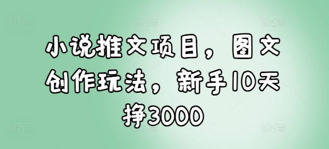 小说推文项目，图文创作玩法，新手10天挣3000-点子口袋网