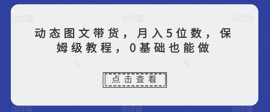 动态图文带货，月入5位数，保姆级教程，0基础也能做【揭秘】-点子口袋网
