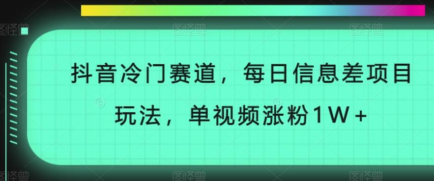 抖音冷门赛道，每日信息差项目玩法，单视频涨粉1W+-点子口袋网