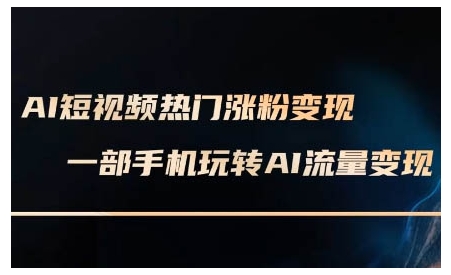 AI短视频热门涨粉变现课，AI数字人制作短视频超级变现实操课，一部手机玩转短视频变现-点子口袋网