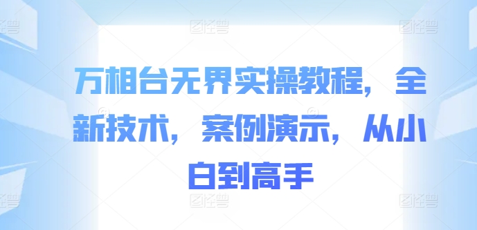 万相台无界实操教程，全新技术，案例演示，从小白到高手-点子口袋网