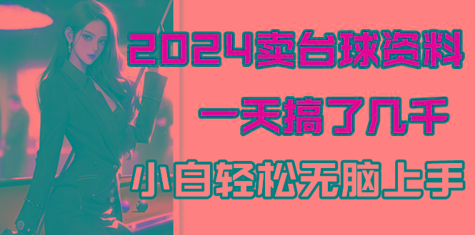 2024卖台球资料，一天搞了几千，小白轻松无脑上手-点子口袋网