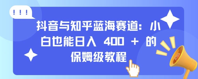 抖音与知乎蓝海赛道：小白也能日入 4张 的保姆级教程-点子口袋网