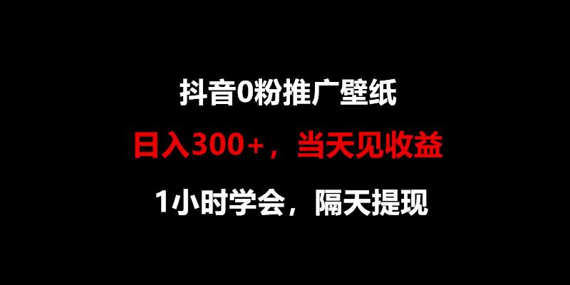 日入300+，抖音0粉推广壁纸，1小时学会，当天见收益，隔天提现-点子口袋网