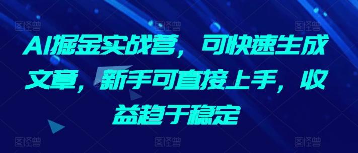AI掘金实战营，可快速生成文章，新手可直接上手，收益趋于稳定-点子口袋网