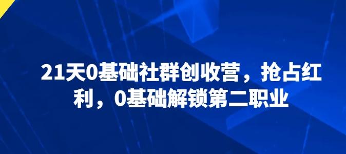 21天0基础社群创收营，抢占红利，0基础解锁第二职业-点子口袋网