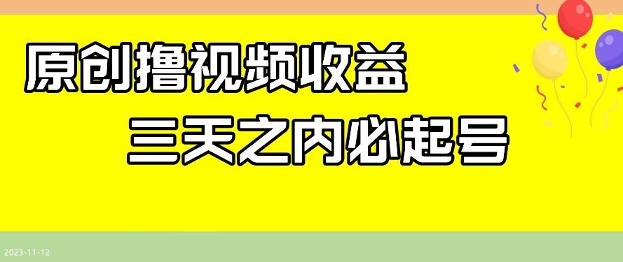 最新撸视频收益，三天之内必起号，一天保底100+【揭秘】-点子口袋网