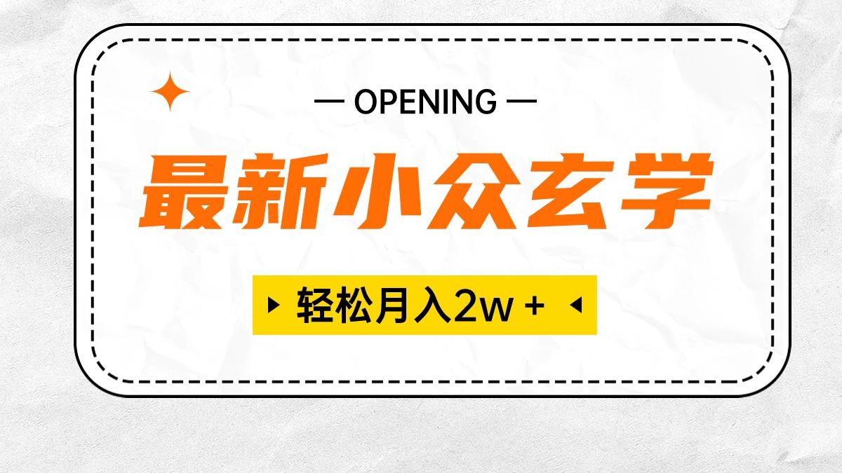 最新小众玄学项目，保底月入2W＋ 无门槛高利润，小白也能轻松掌握-点子口袋网