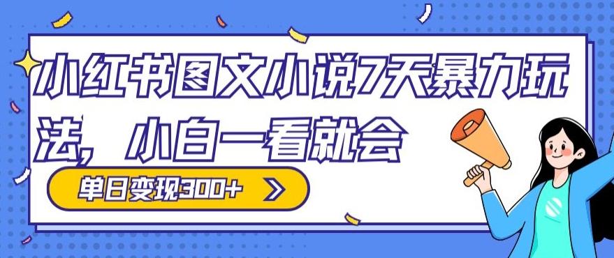 小红书图文小说7天暴力玩法，小白一看就会，单日变现300+-点子口袋网