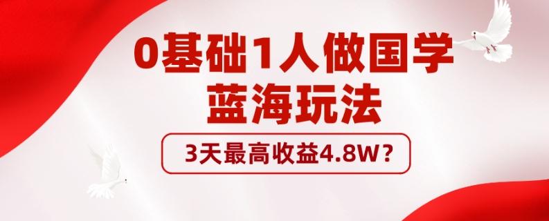 0基础1人做国学蓝海玩法，3天最高收益4.8W？-点子口袋网