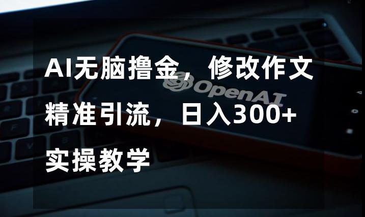 AI无脑撸金，修改作文精准引流，日入300+，实操教学【揭秘】-点子口袋网