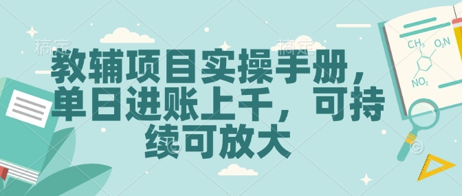 教辅项目实操手册，单日进账上千，可持续可放大-点子口袋网