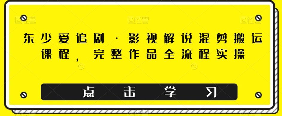东少爱追剧·影视解说混剪搬运课程，完整作品全流程实操-点子口袋网