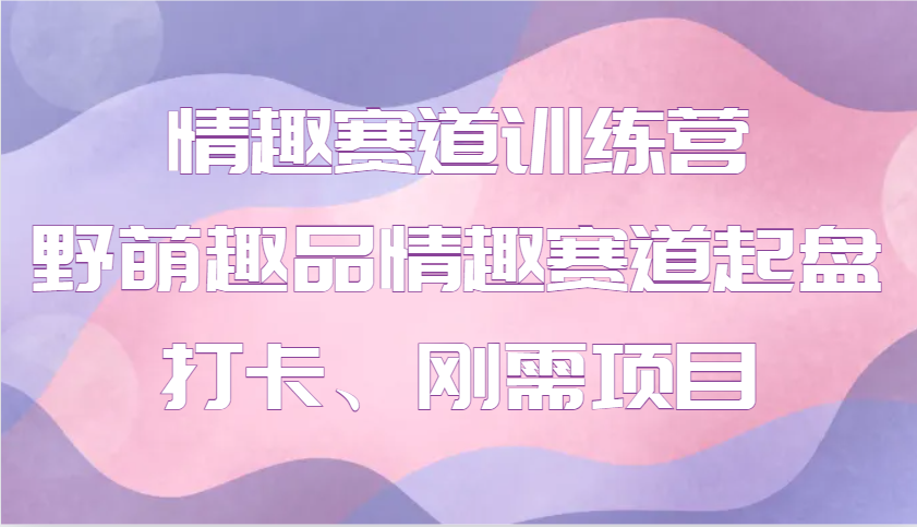情趣赛道训练营 野萌趣品情趣赛道起盘打卡、刚需项目-点子口袋网