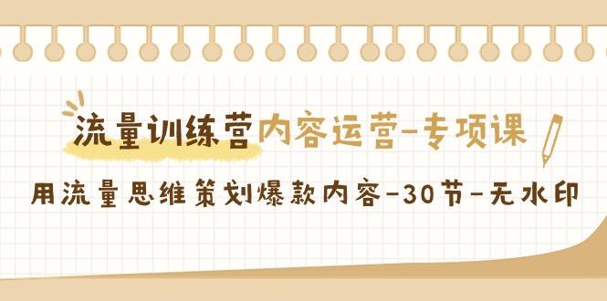 流量训练营之内容运营专项课，用流量思维策划爆款内容(30节课)-点子口袋网