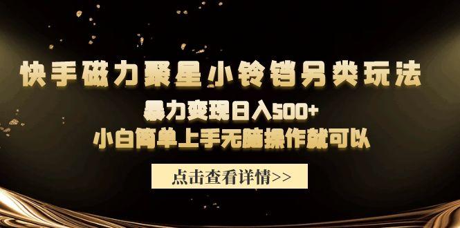 (9689期)快手磁力聚星小铃铛另类玩法，暴力变现日入500+小白简单上手无脑操作就可以-点子口袋网