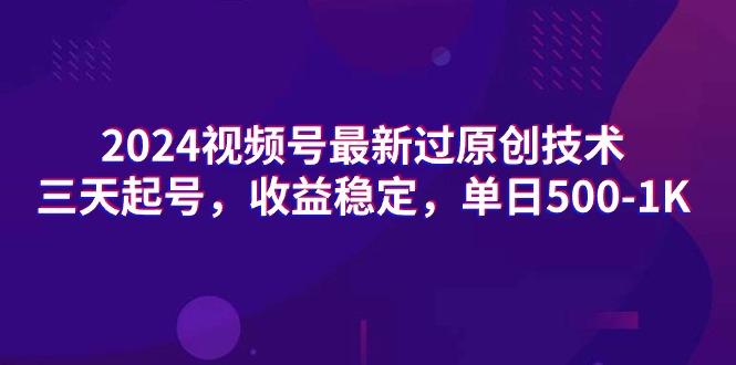 (9505期)2024视频号最新过原创技术，三天起号，收益稳定，单日500-1K-点子口袋网