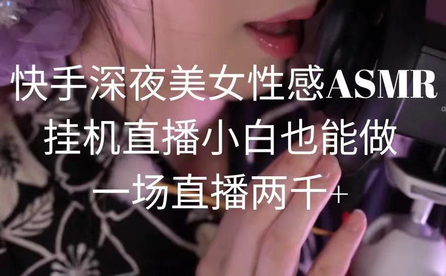 快手深夜美女性感ASMR挂机直播，小白也能做，一场直播两千+-点子口袋网