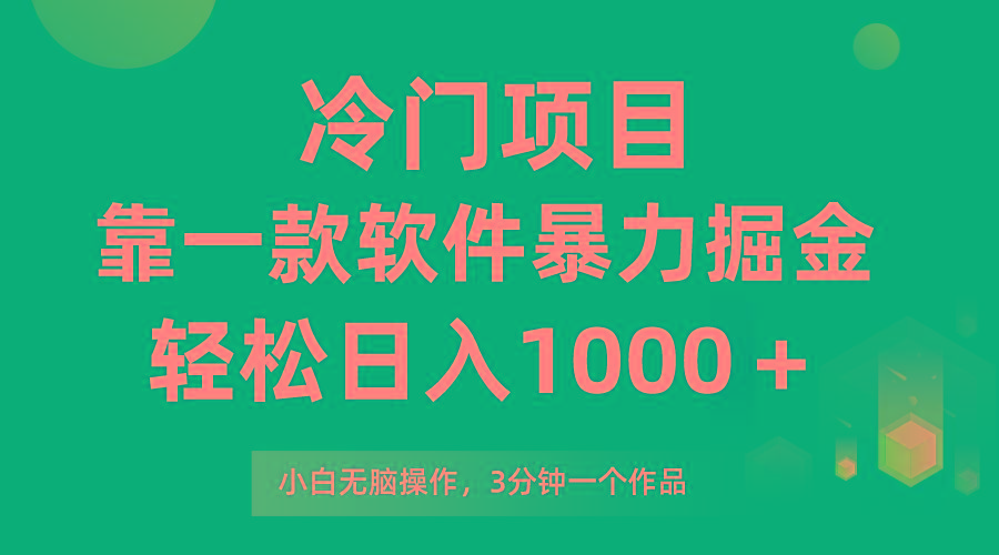 (9791期)冷门项目，靠一款软件暴力掘金日入1000＋，小白轻松上手第二天见收益-点子口袋网