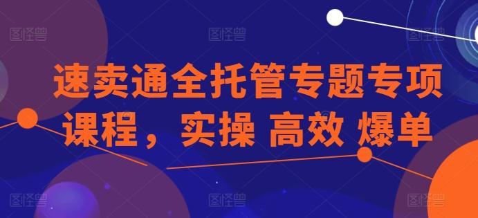 速卖通全托管专题专项课程，实操 高效 爆单-点子口袋网