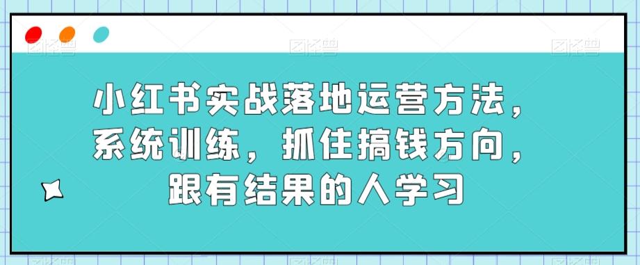 小红书实战落地运营方法，系统训练，抓住搞钱方向，跟有结果的人学习-点子口袋网