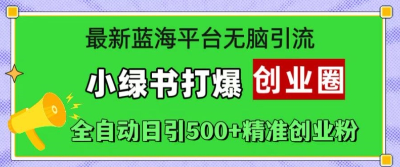 最新蓝海平台无脑引流，小绿书打爆创业圈，全自动日引500+精准创业粉-点子口袋网