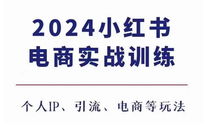 2024小红书电商3.0实战训练，包含个人IP、引流、电商等玩法-点子口袋网