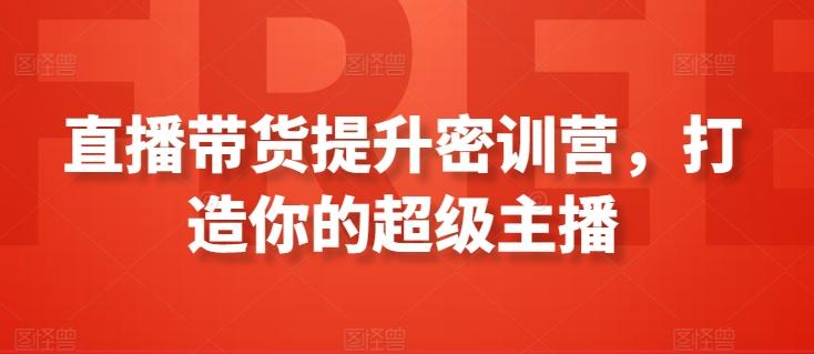 直播带货提升密训营，打造你的超级主播-点子口袋网