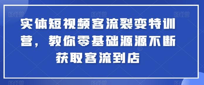 实体短视频客流裂变特训营，教你零基础源源不断获取客流到店-点子口袋网