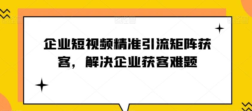 企业短视频精准引流矩阵获客，解决企业获客难题-点子口袋网