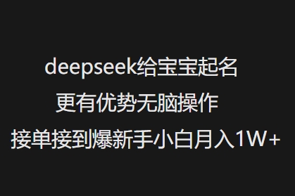 deepseek给宝宝起名更有优势无脑操作接单接到爆新手小白月入1W+-点子口袋网