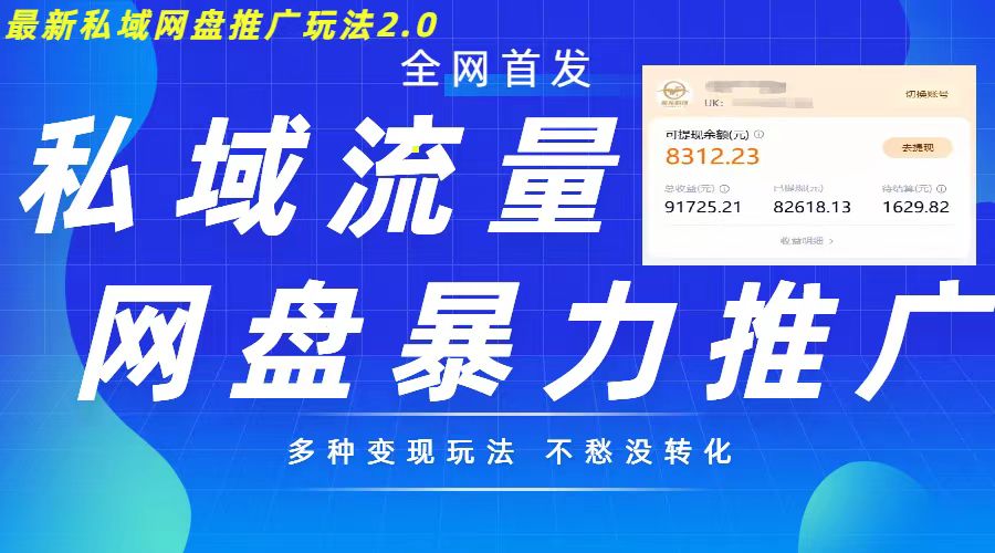 最新暴力私域网盘拉新玩法2.0，多种变现模式，并打造私域回流，轻松日入500+【揭秘】-点子口袋网