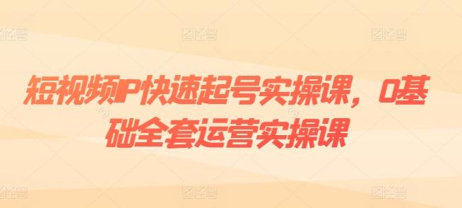 短视频IP快速起号实操课，0基础全套运营实操课，爆款内容设计+粉丝运营+内容变现-点子口袋网