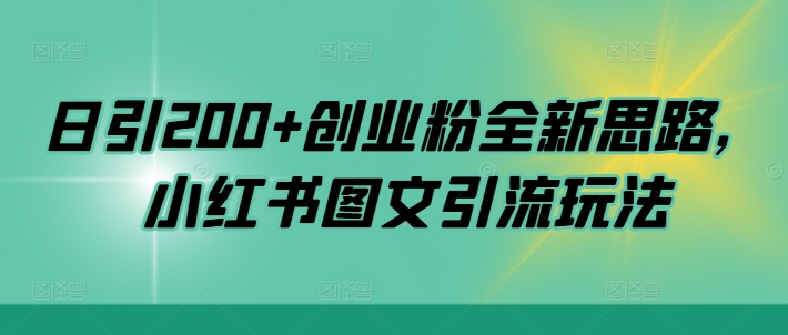 日引200+创业粉全新思路，小红书图文引流玩法【揭秘】-点子口袋网