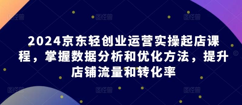 2024京东轻创业运营实操起店课程，掌握数据分析和优化方法，提升店铺流量和转化率-点子口袋网