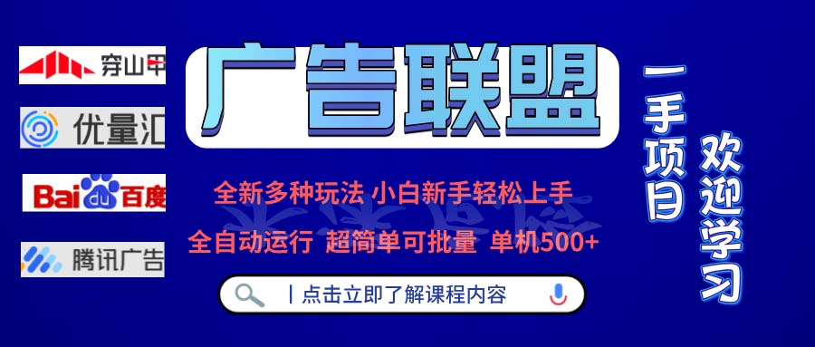广告联盟 全新多种玩法 单机500+  全自动运行  可批量运行-点子口袋网