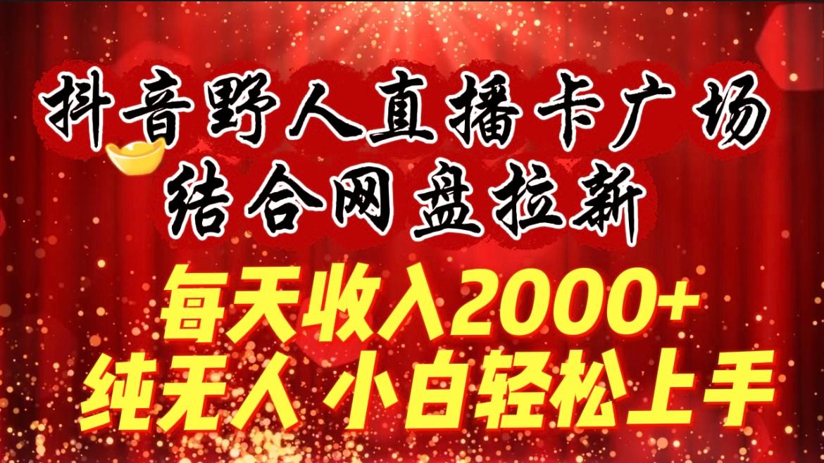 (9504期)每天收入2000+，抖音野人直播卡广场，结合网盘拉新，纯无人，小白轻松上手-点子口袋网