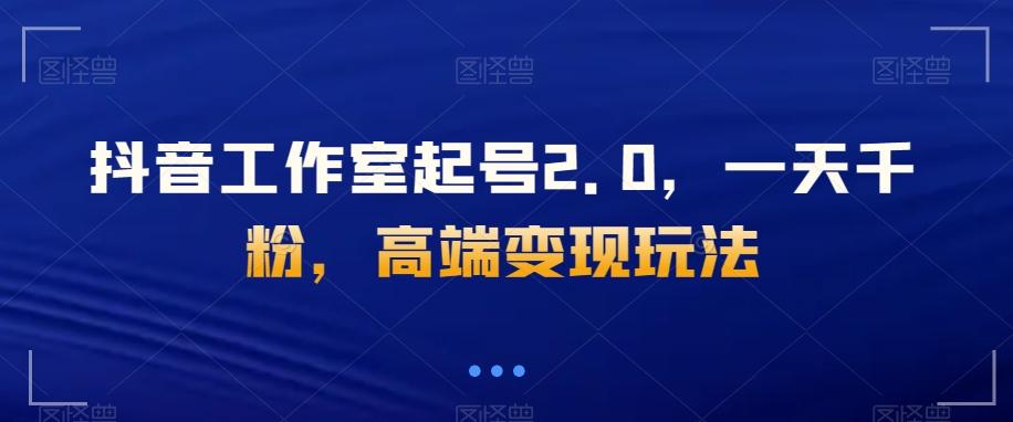 抖音工作室起号2.0，一天千粉，高端变现玩法【揭秘】-点子口袋网