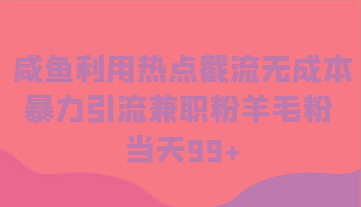 咸鱼利用热点截流无成本暴力引流兼职粉羊毛粉 当天99+-点子口袋网