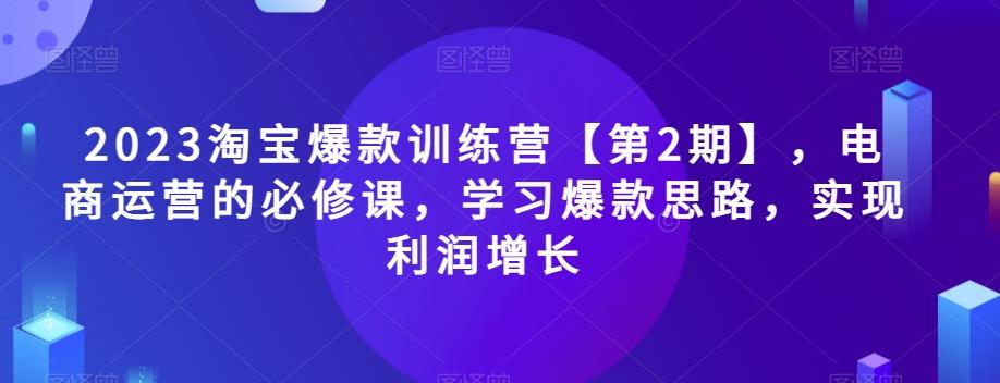 2023淘宝爆款训练营【第2期】，电商运营的必修课，学习爆款思路，实现利润增长-点子口袋网